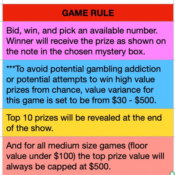 READ BEFORE BIDDING - Mystery Game 9/28 [F:$30; C:$500; Avg: $69.2] - Picture 2 of 5